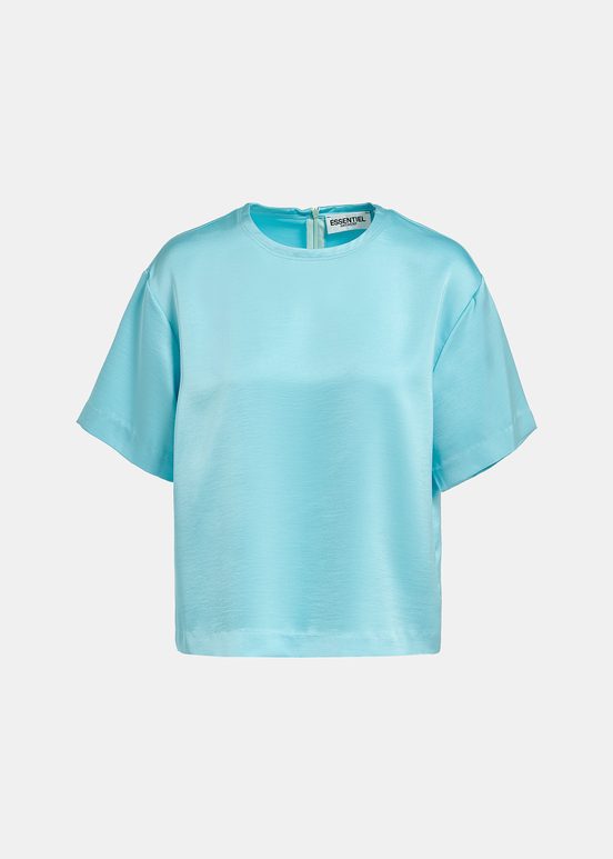 Blauwe oversized top van satijn