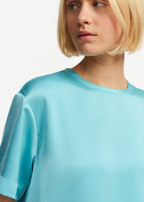 Blauwe oversized top van satijn