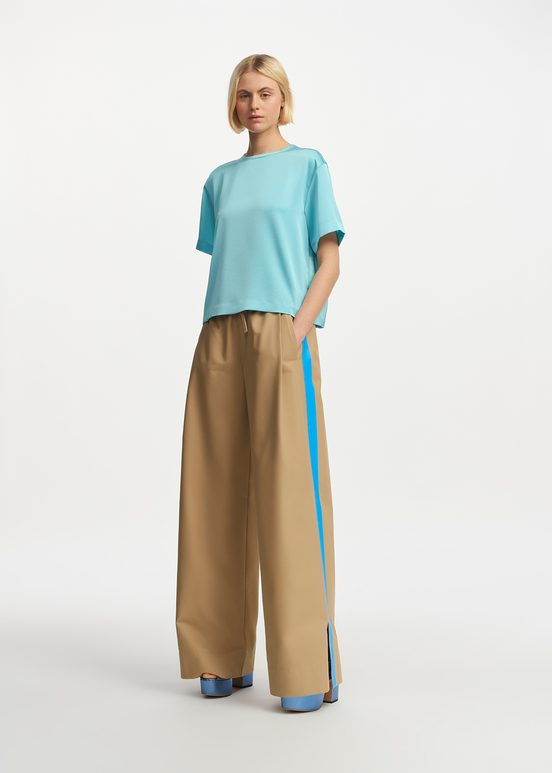 Blauwe oversized top van satijn