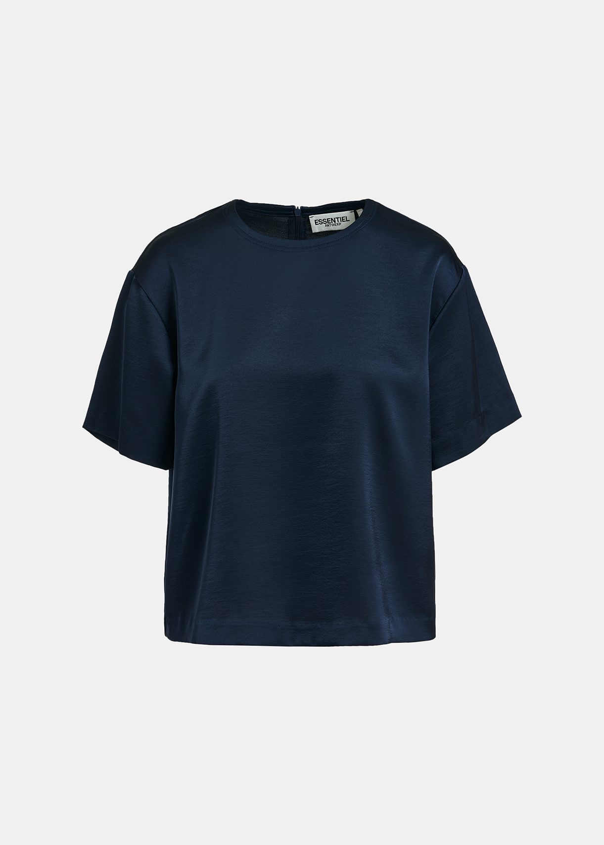 Marineblauwe oversized top van satijn