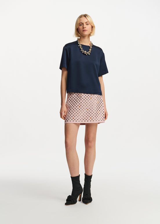 Marineblauwe oversized top van satijn