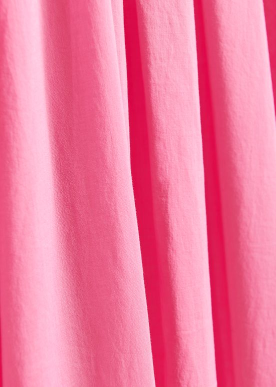 Pink cotton maxi-length dress with ties