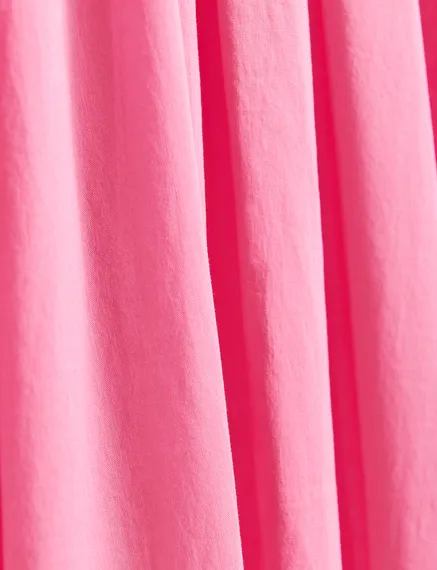 Pink cotton maxi-length dress with ties