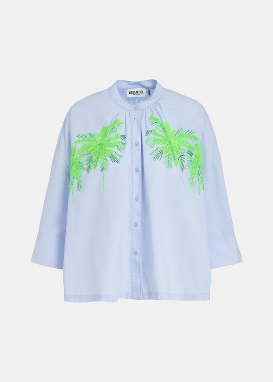 Light blue cotton shirt with embroidery