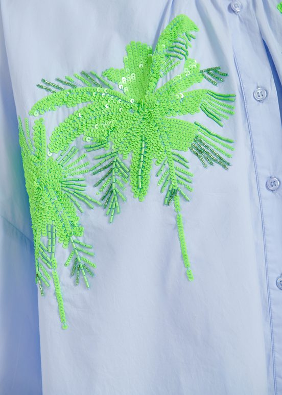 Light blue cotton shirt with embroidery