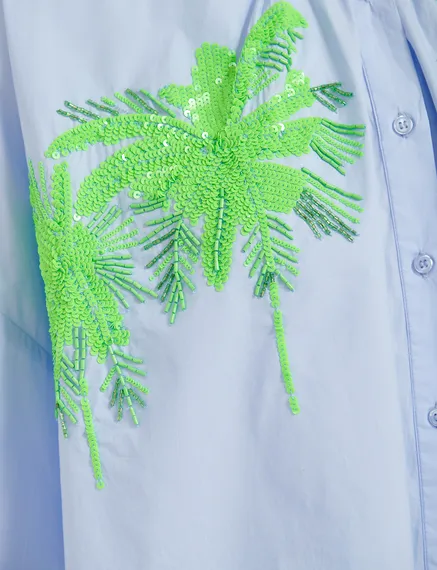 Light blue cotton shirt with embroidery