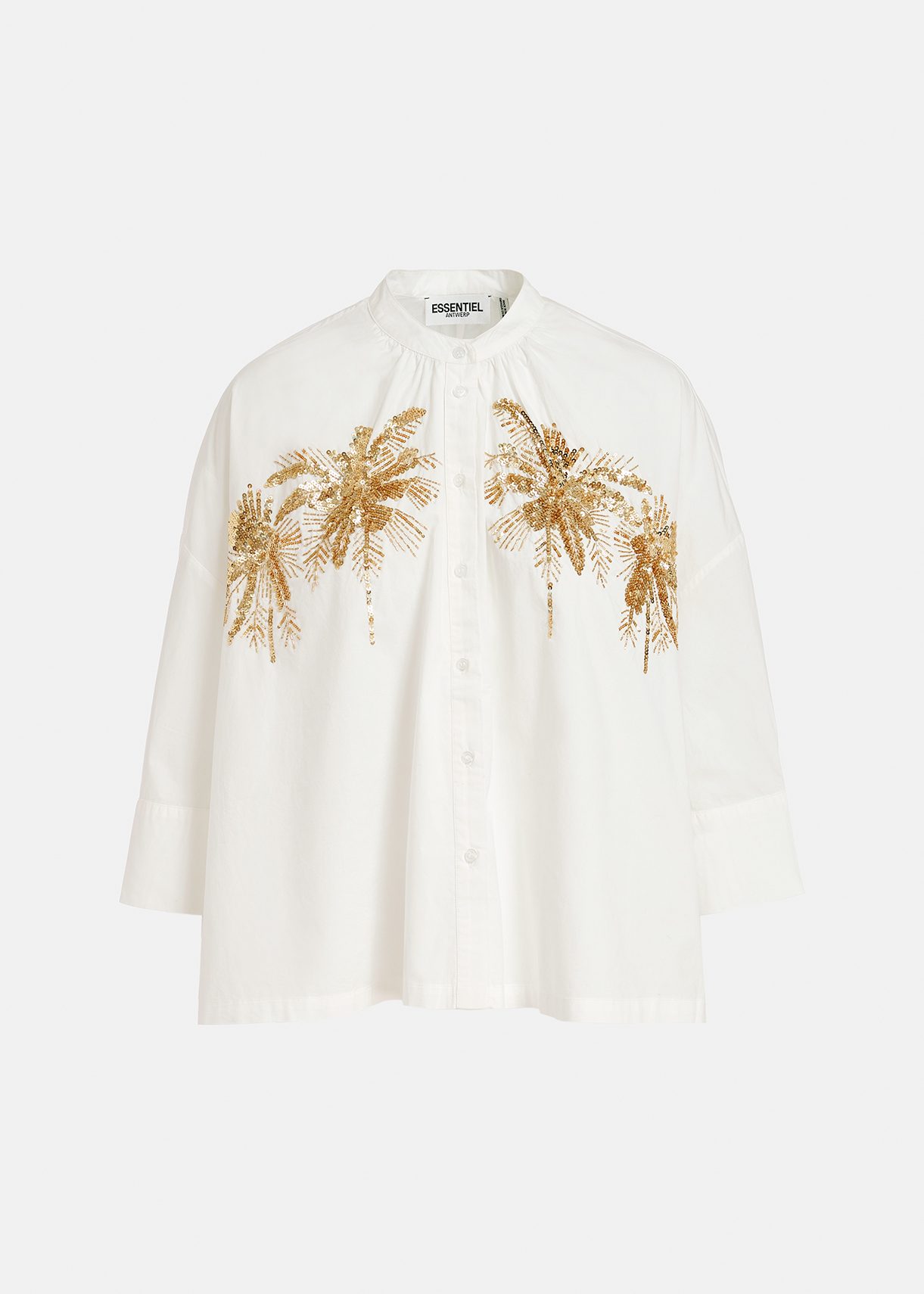 Off-white cotton shirt with embroidery