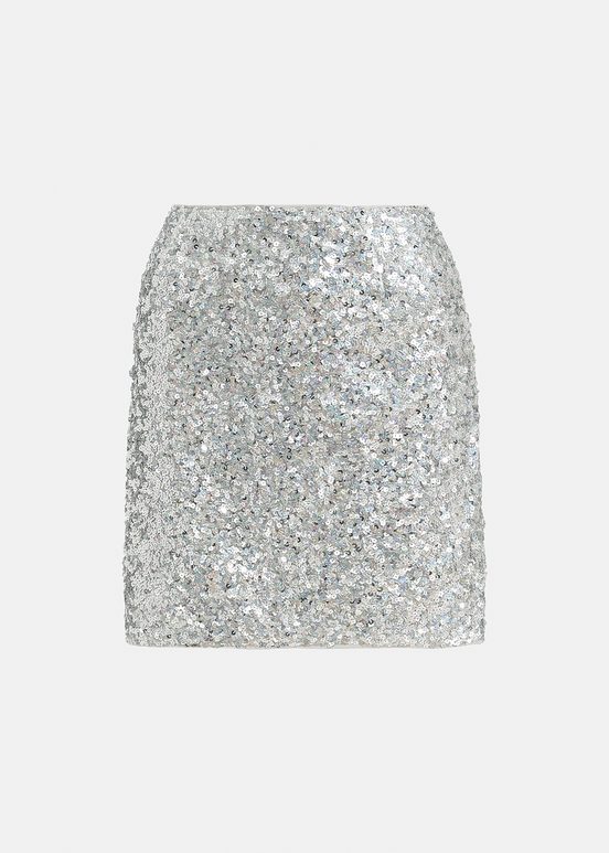 Silver sequin-embellished mini skirt