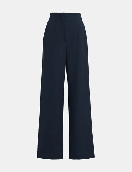 Navy blue straight-leg pants