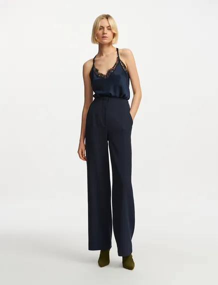 Navy blue straight-leg pants