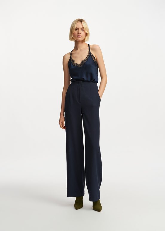 Navy blue straight-leg pants