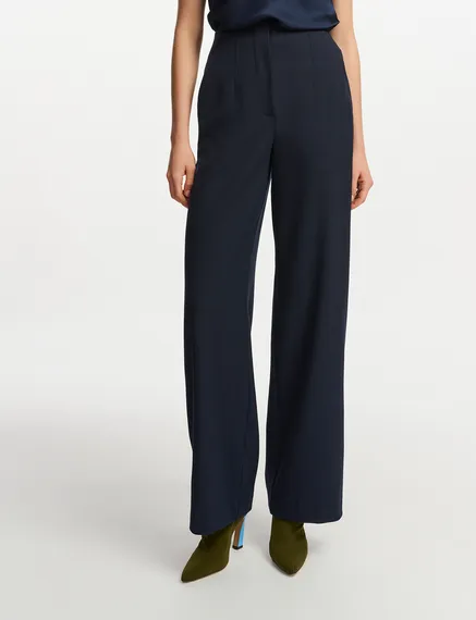 Navy blue straight-leg pants