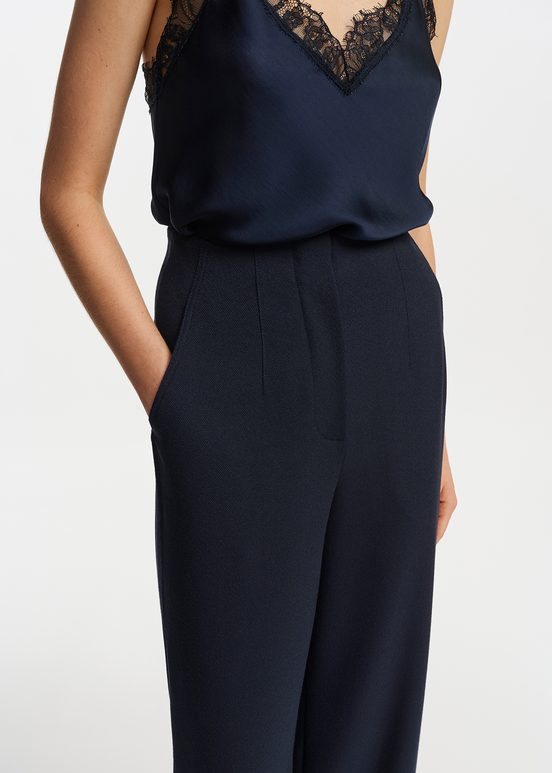 Navy blue straight-leg pants