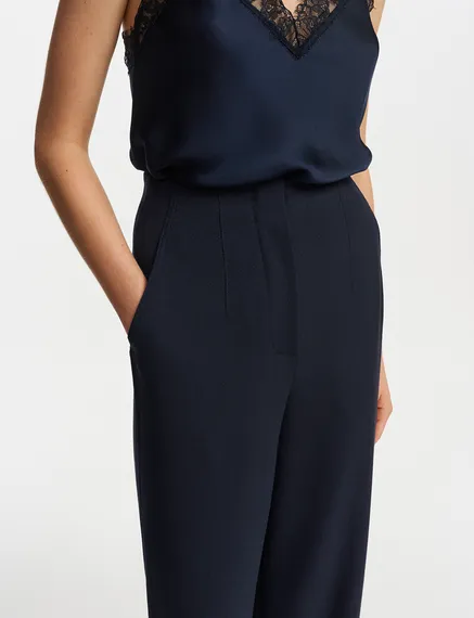 Navy blue straight-leg pants