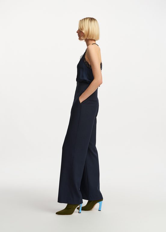 Navy blue straight-leg pants