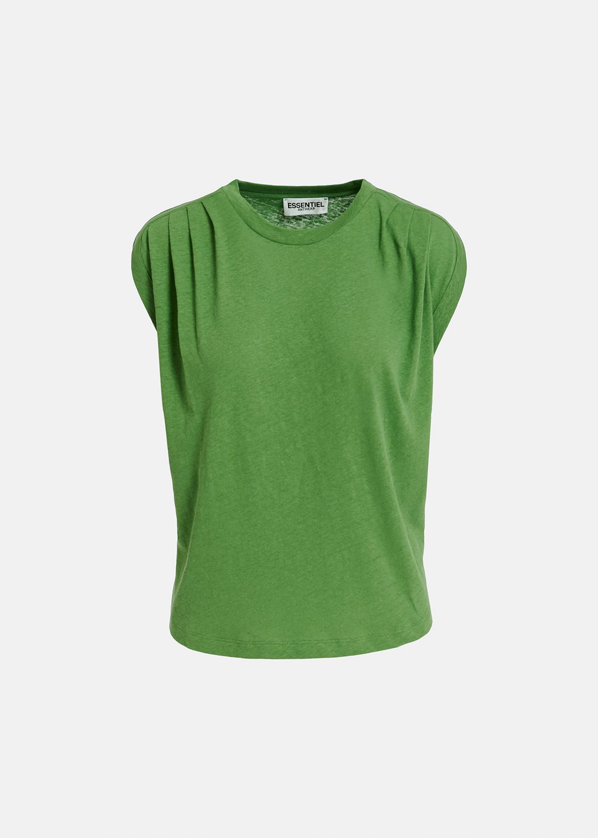 Green cotton-linen T-shirt