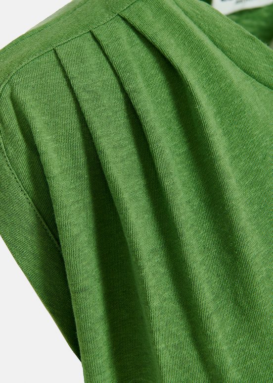 Green cotton-linen T-shirt