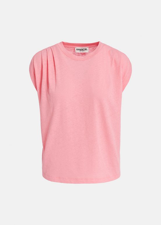 Peach cotton-linen T-shirt