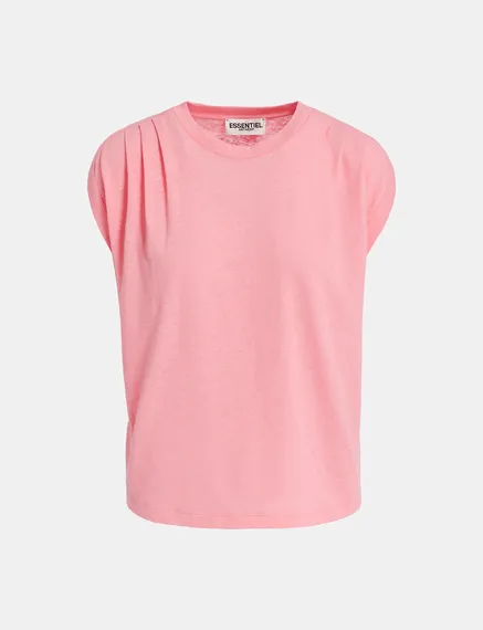 Peach cotton-linen T-shirt