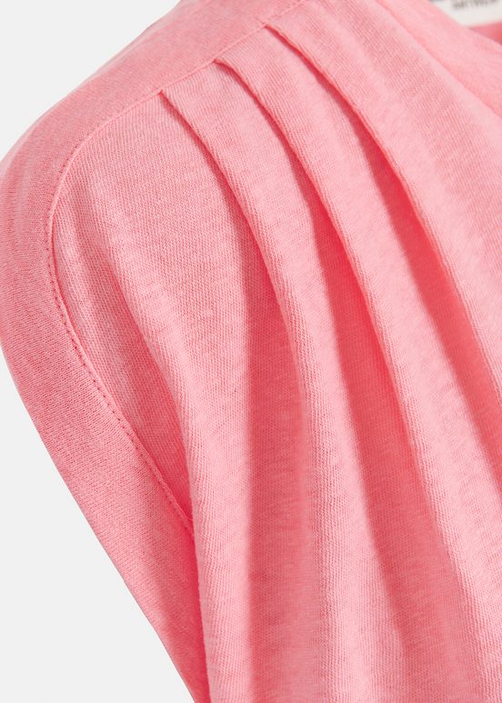 Peach cotton-linen T-shirt