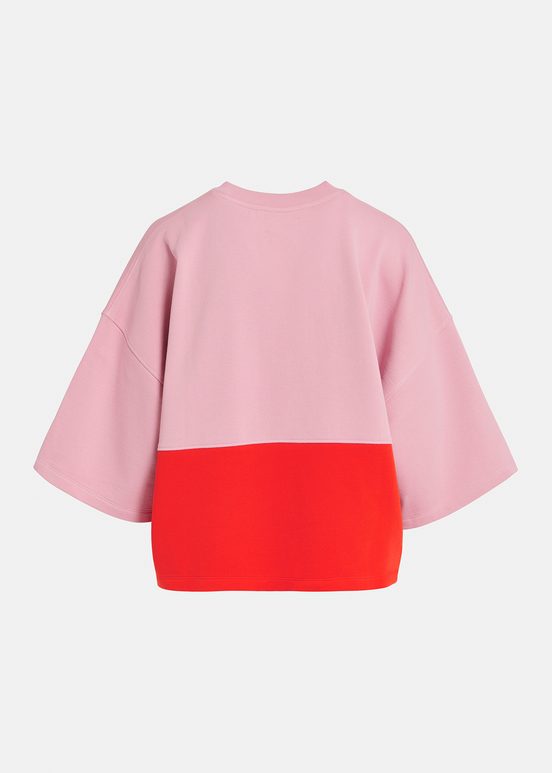 Sweatshirt vieux rose à manches courtes et paillettes