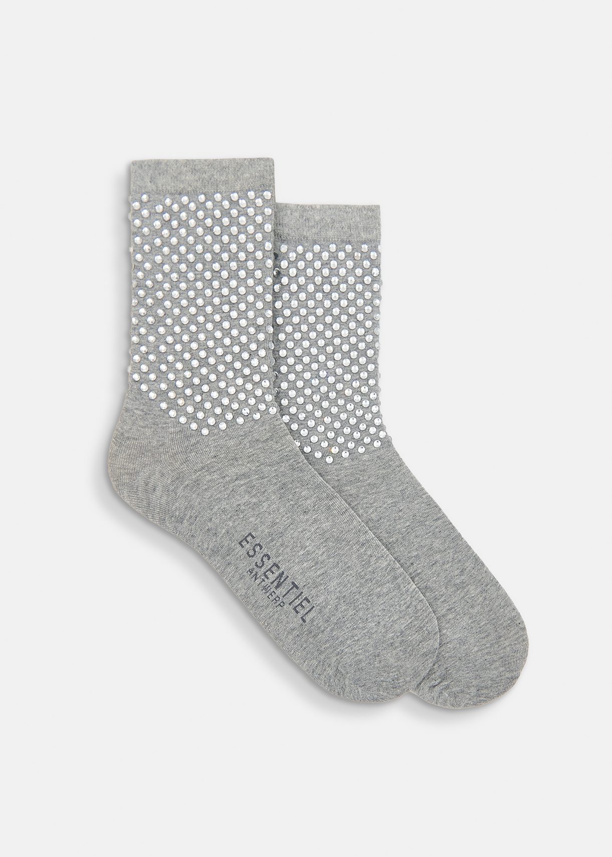 Chaussettes grises avec strass