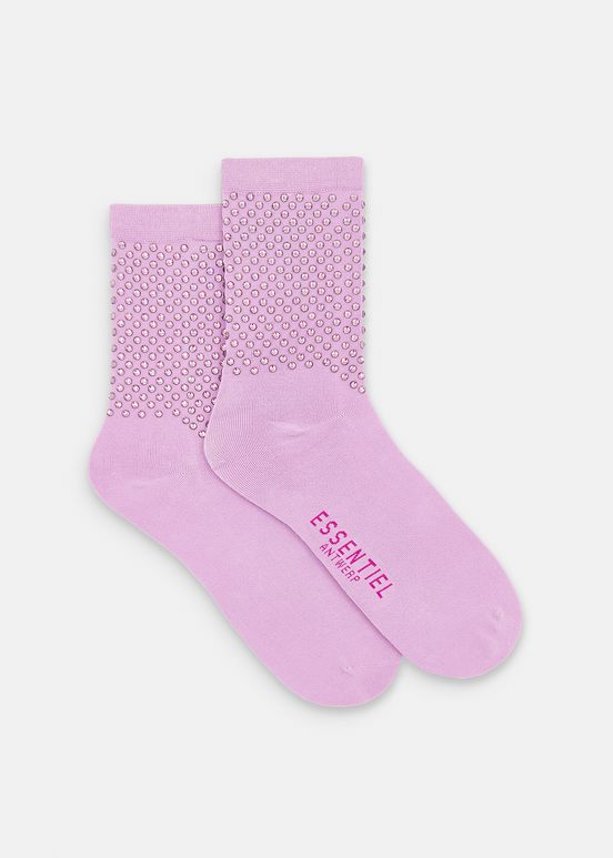 Lilac socks with rhinestone embellishments