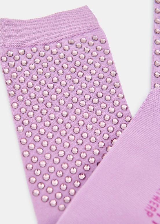 Lilac socks with rhinestone embellishments