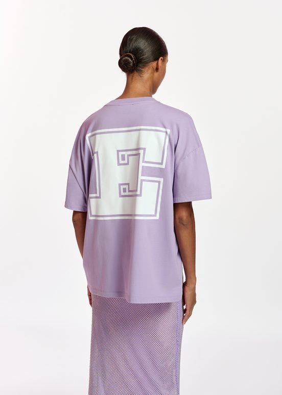 Lilac organic cotton T-shirt with 'E' print