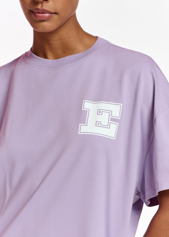 Lilac organic cotton T-shirt with 'E' print