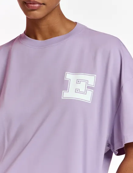 Lilac organic cotton T-shirt with 'E' print