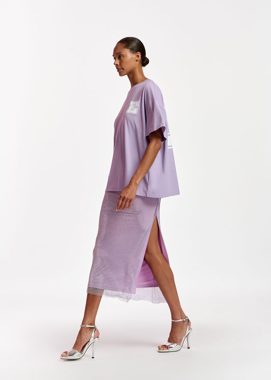 T-shirt en coton bio lilas avec imprimé 'E'