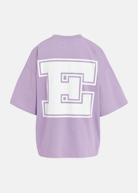 Lilac organic cotton T-shirt with 'E' print