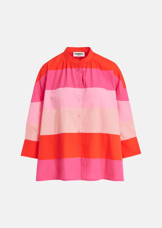 Light pink, pink and red oversized cotton shirt