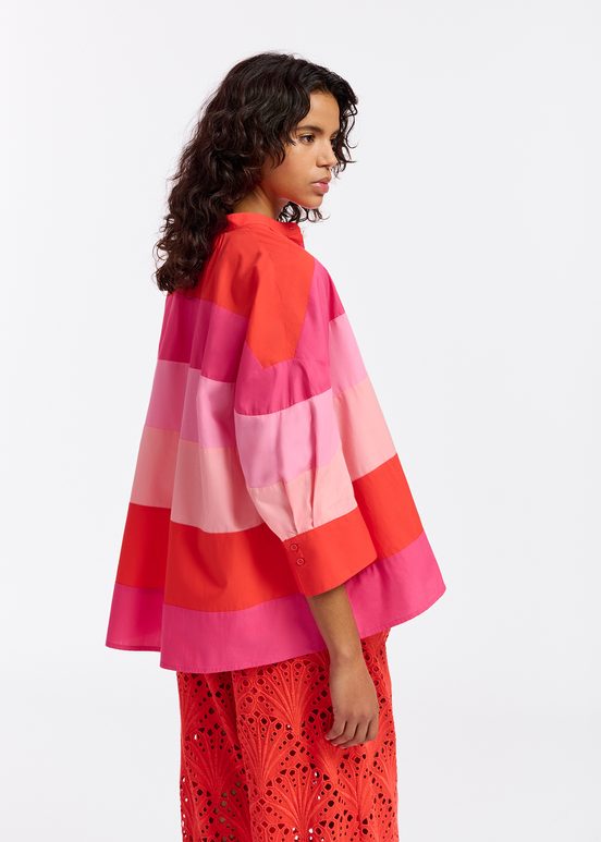 Lichtroze, roze en rood oversized hemd van katoen