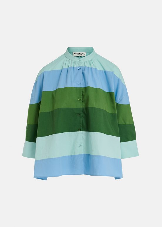 Light blue, blue and green oversized cotton shirt