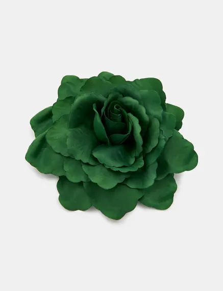 Broche en fleur vert foncé