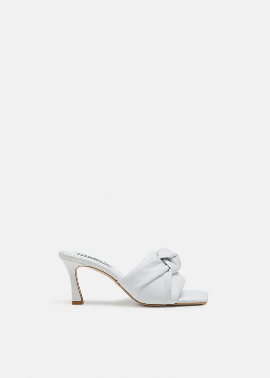 Mules en cuir blanc avec nœud