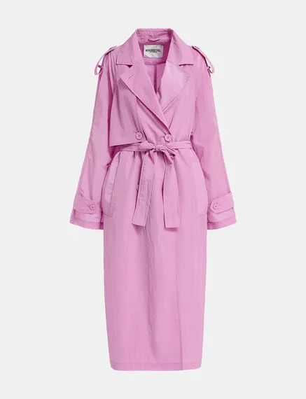 Lilac double-breasted trench coat