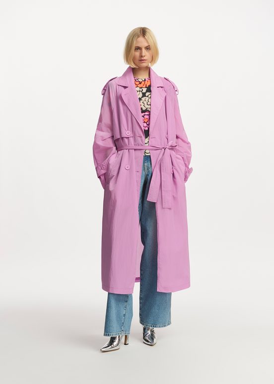 Lilac double-breasted trench coat