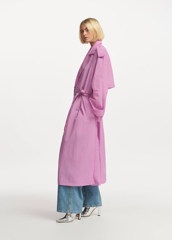 Lilac double-breasted trench coat