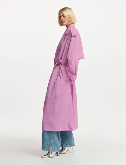 Lilac double-breasted trench coat