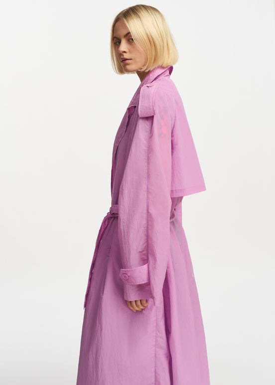 Lilac double-breasted trench coat