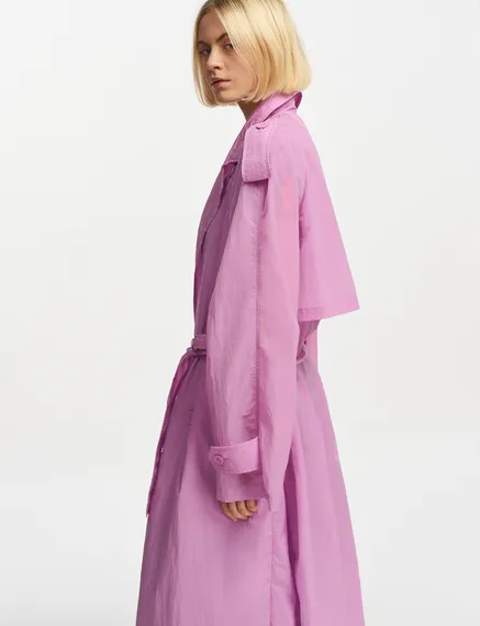 Lilac double-breasted trench coat