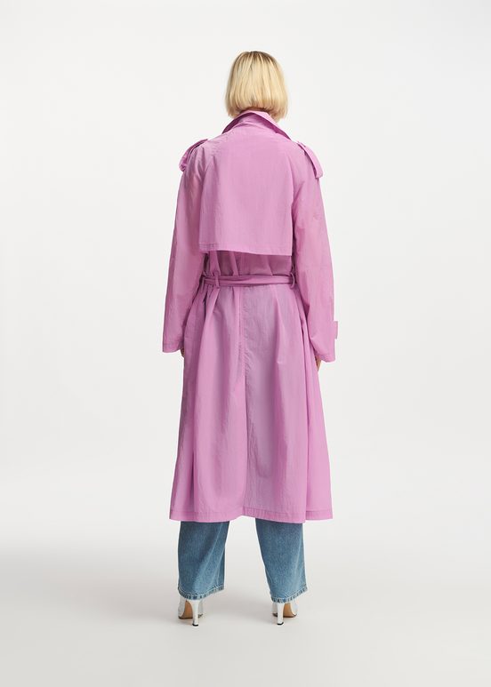 Lilac double-breasted trench coat