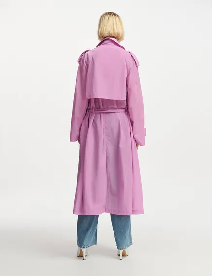 Lilac double-breasted trench coat