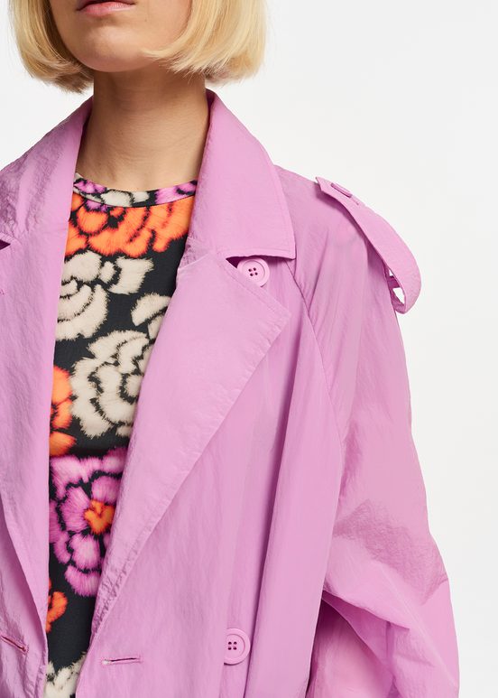 Lilac double-breasted trench coat