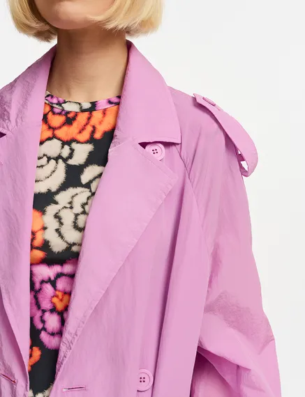 Lilac double-breasted trench coat