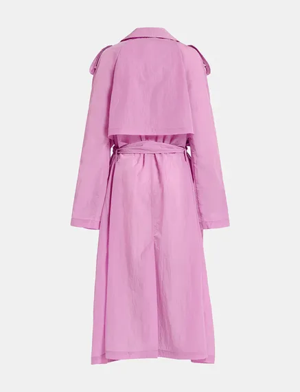 Lilac double-breasted trench coat