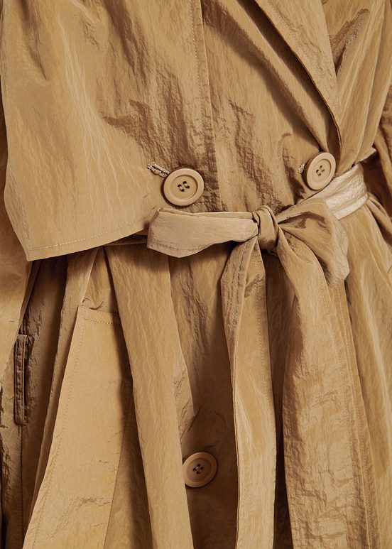 Camel double-breasted trench coat